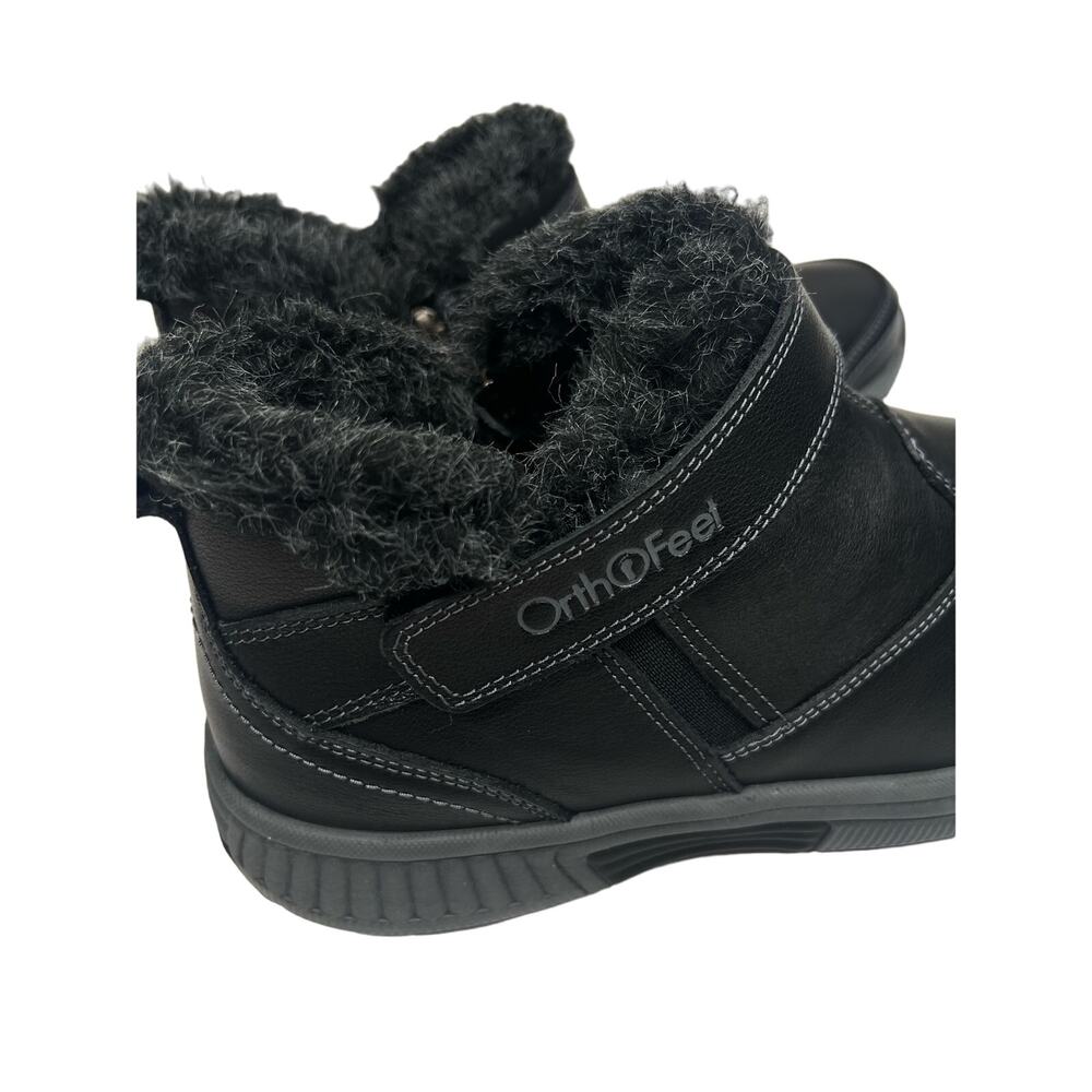 ORTHOFEET Siena women's black leather fur trimmed ankle boots sz 10.5 - Picture 8 of 8